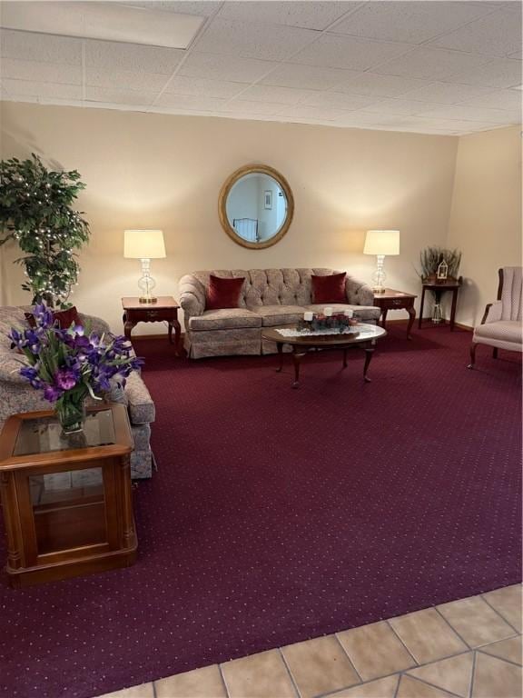 living room with light carpet