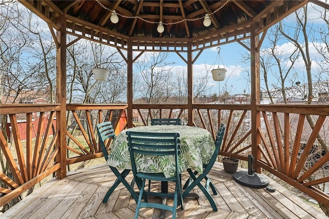 wooden deck featuring a gazebo