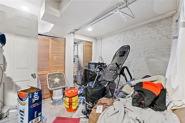 interior space with brick wall