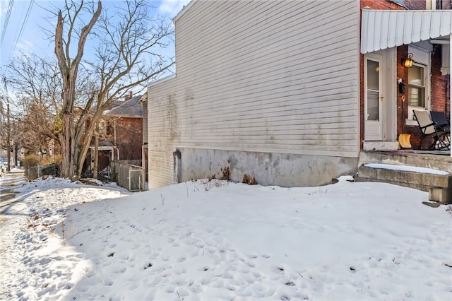 view of snowy exterior