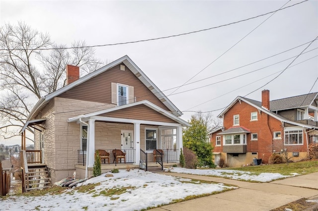 bungalow-style house featuring covered porch