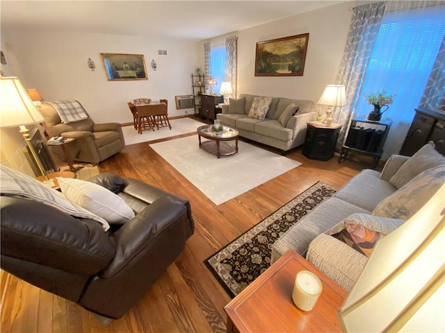 living room with hardwood / wood-style flooring