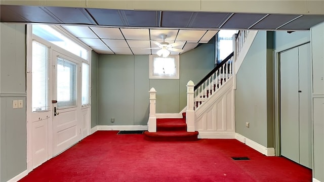 basement with carpet flooring