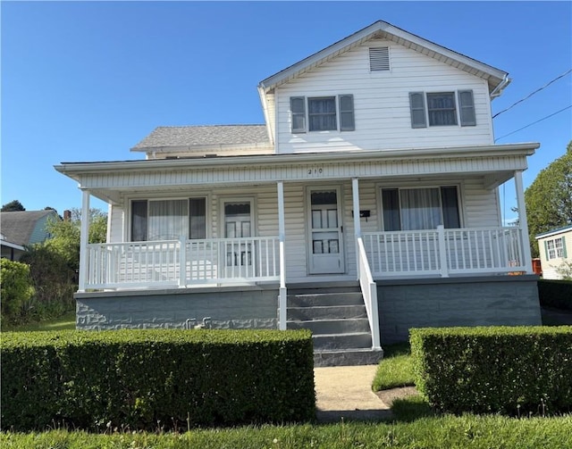 view of front facade featuring covered porch