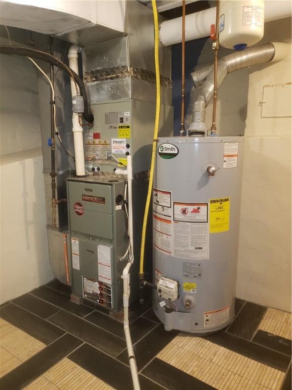 utilities featuring water heater and heating unit