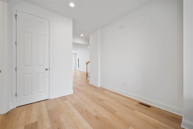 interior space with light hardwood / wood-style floors