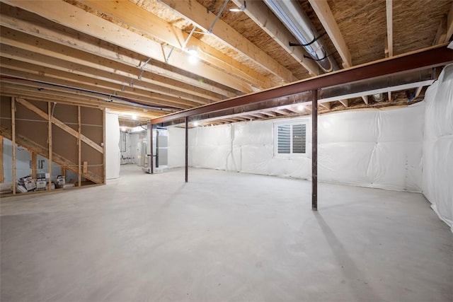 basement with heating unit