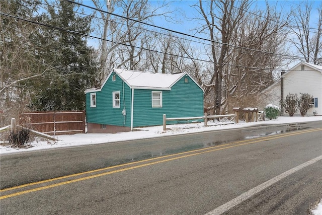 view of snow covered exterior