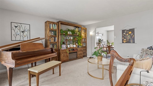 sitting room with carpet floors