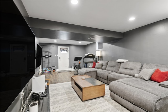 living room featuring light hardwood / wood-style floors