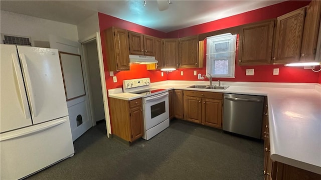 kitchen featuring sink and white appliances