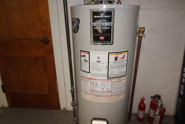 utility room with water heater