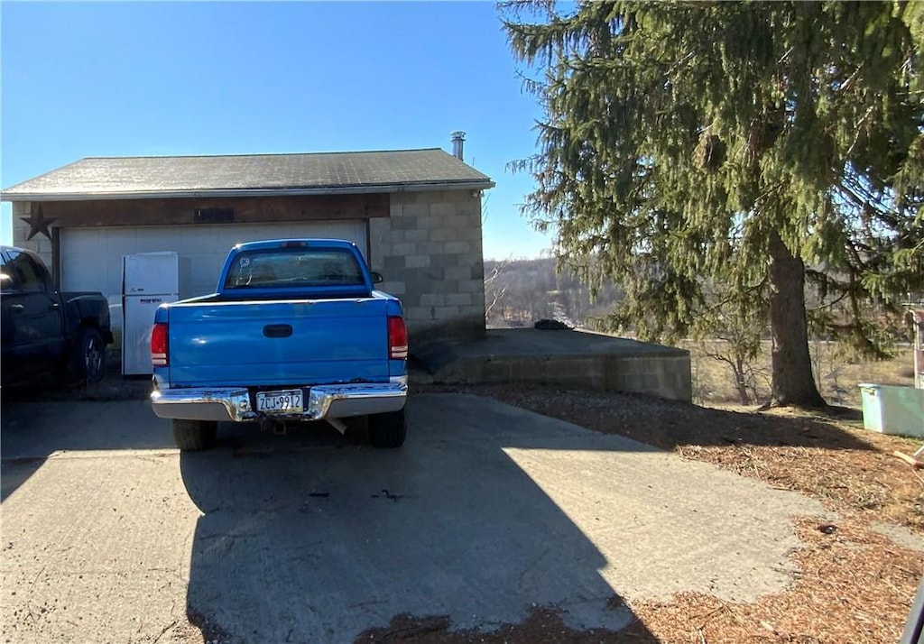 view of garage