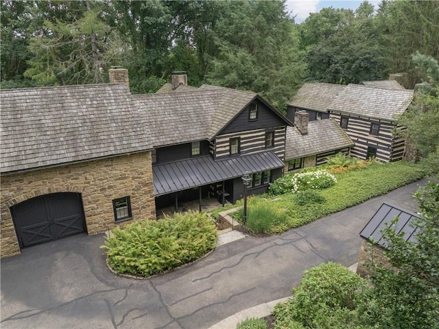 exterior space with a garage