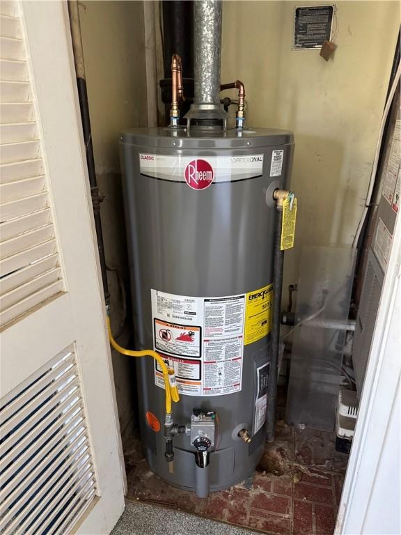 utility room with water heater