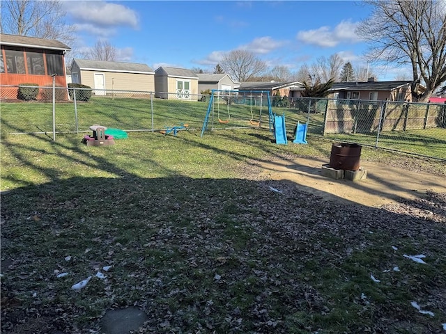 view of property's community with a yard