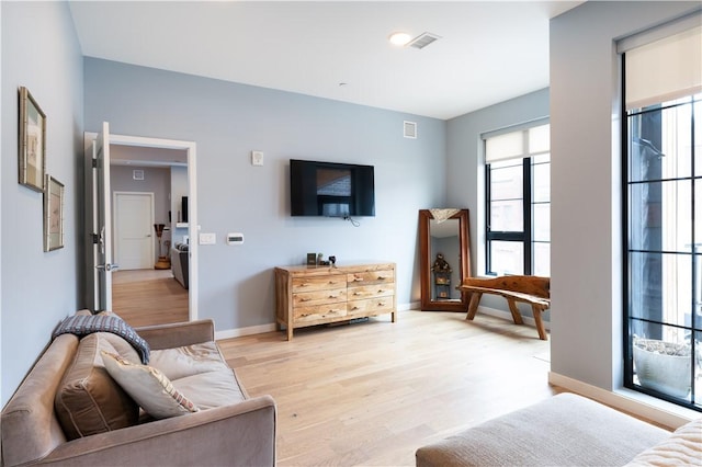 living room featuring light hardwood / wood-style flooring