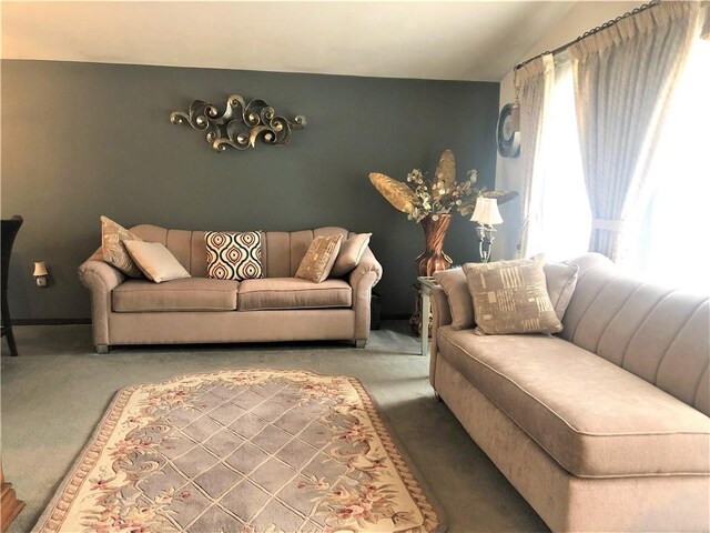 living room with carpet floors