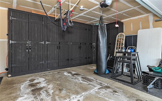 garage with a garage door opener