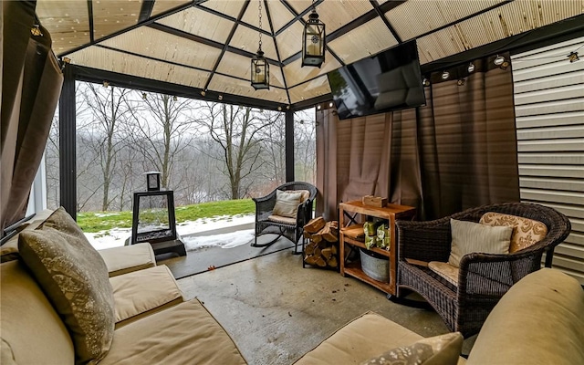 view of patio / terrace with a gazebo and outdoor lounge area