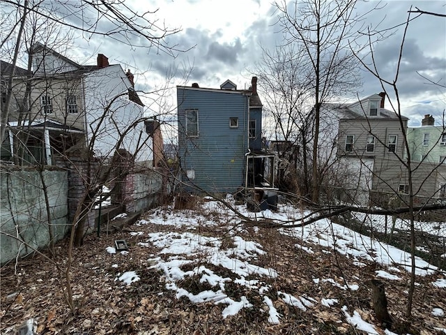 view of snow covered exterior