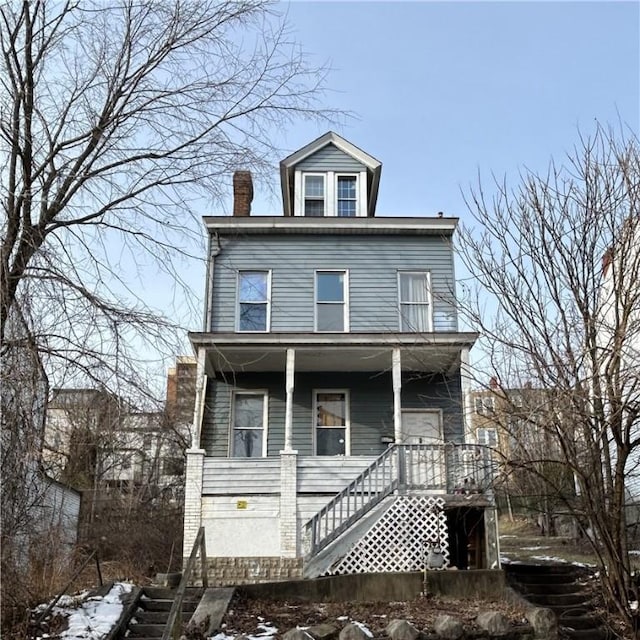 front facade with a porch