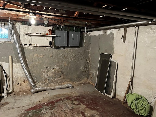 basement with electric panel