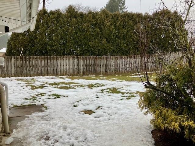 view of yard layered in snow