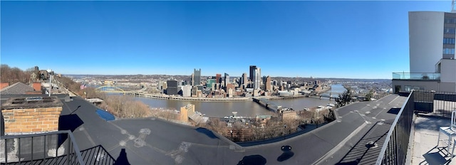 view of city with a water view