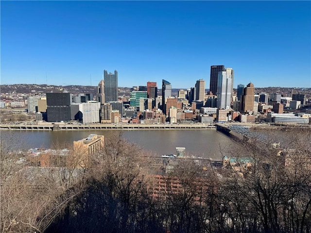 view of city with a water view