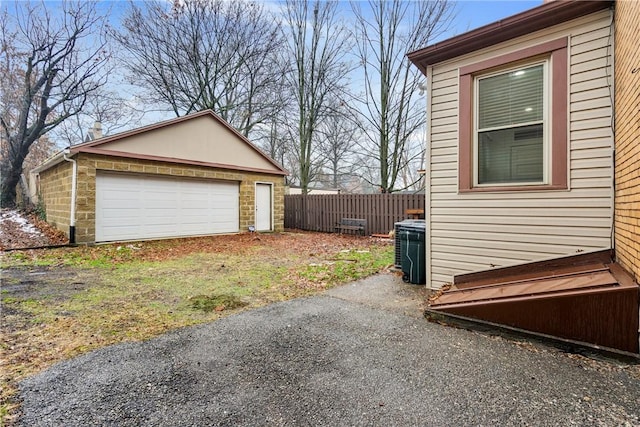 exterior space featuring fence and central air condition unit