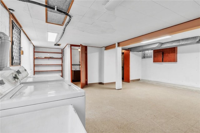 washroom featuring washer and dryer