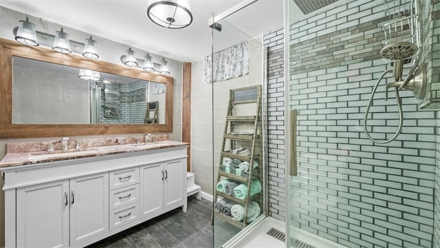 bathroom with vanity and walk in shower