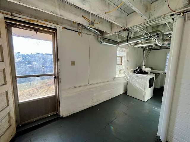 basement with washer and dryer