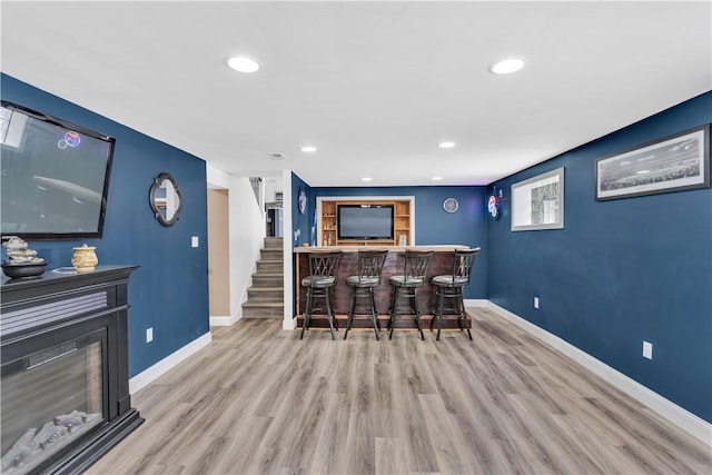 interior space with light hardwood / wood-style flooring