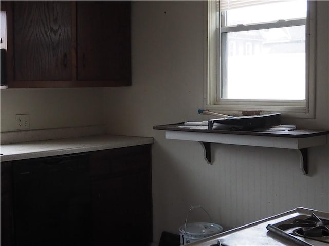 kitchen with dark brown cabinetry