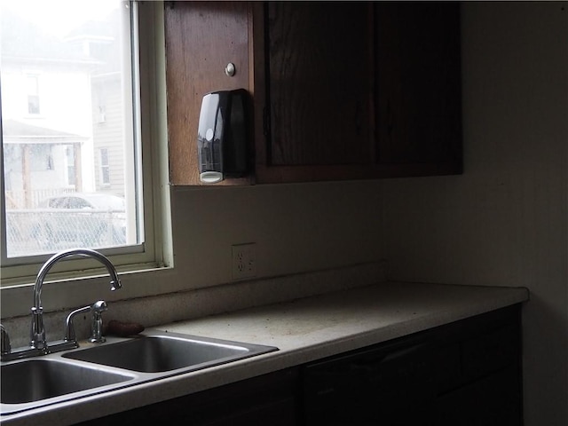 kitchen featuring dark brown cabinets and sink