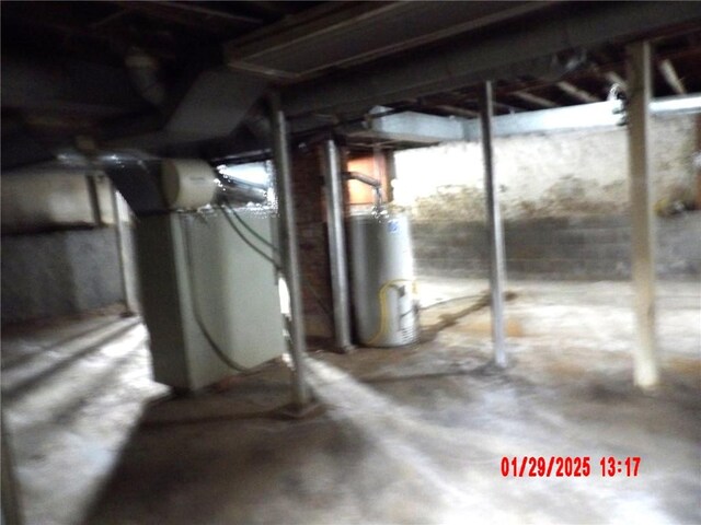 basement with gas water heater