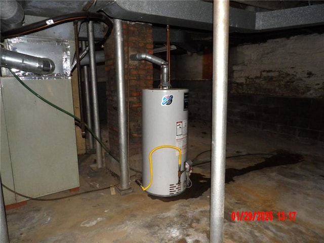 utility room with water heater