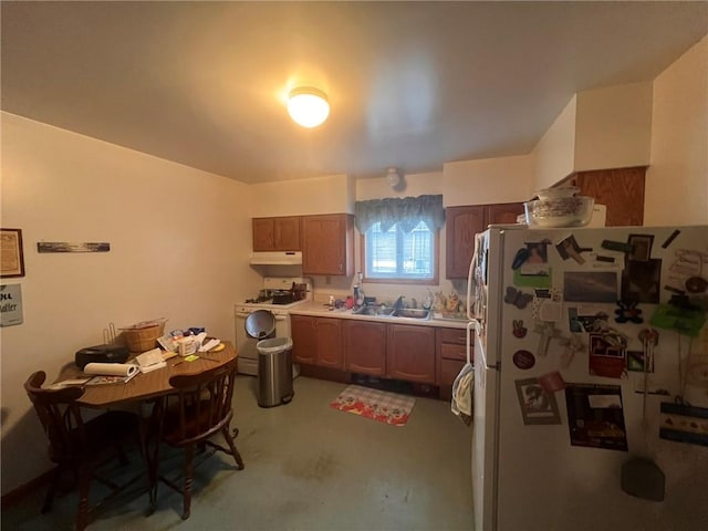 kitchen with sink and white appliances