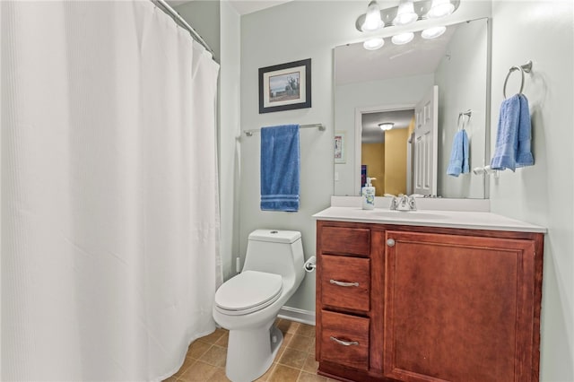 bathroom with tile patterned floors, toilet, and vanity