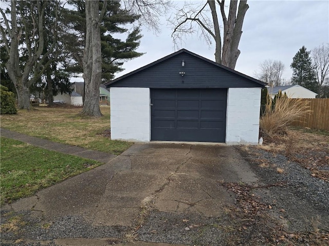 garage with a yard