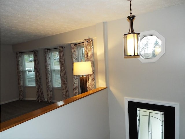 room details with a textured ceiling