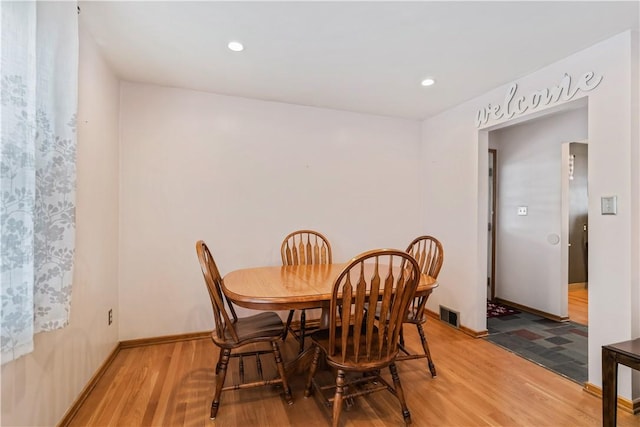 dining area featuring wood-type flooring