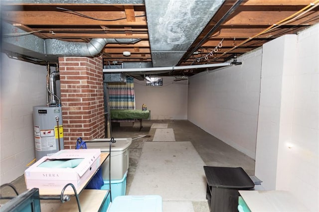 basement with water heater