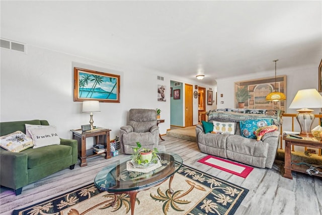 living room featuring hardwood / wood-style flooring