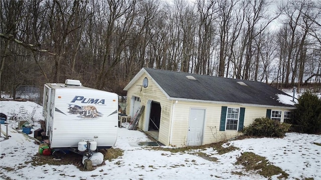 view of snow covered structure