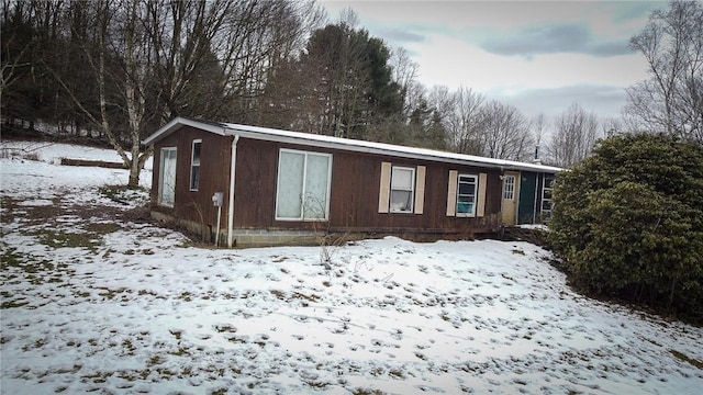 view of snow covered exterior