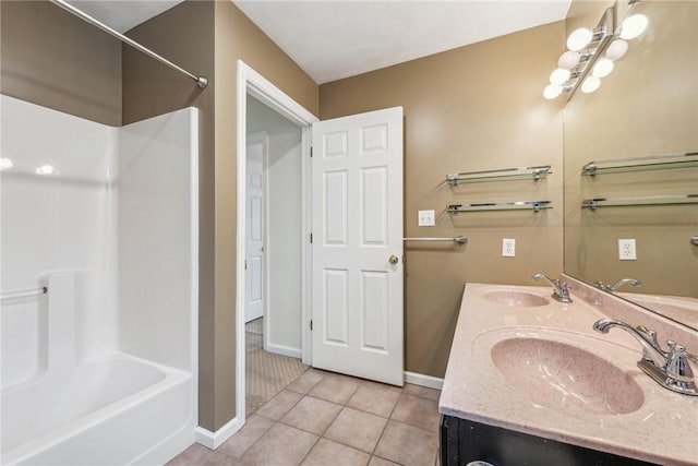 bathroom featuring vanity and tile patterned flooring