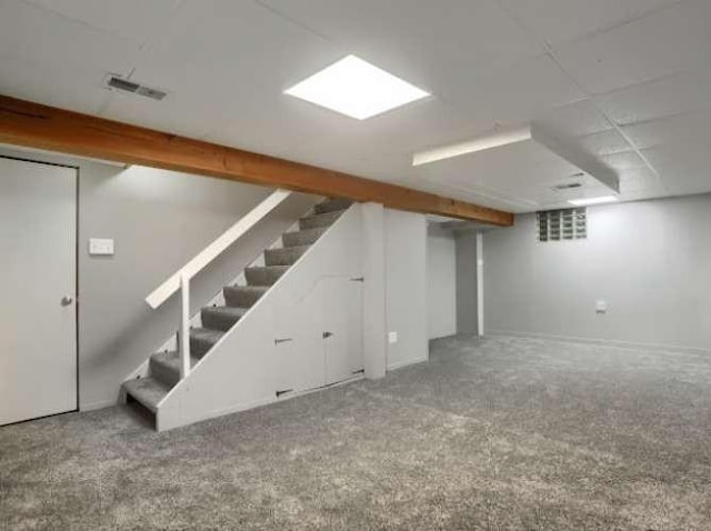 basement with carpet